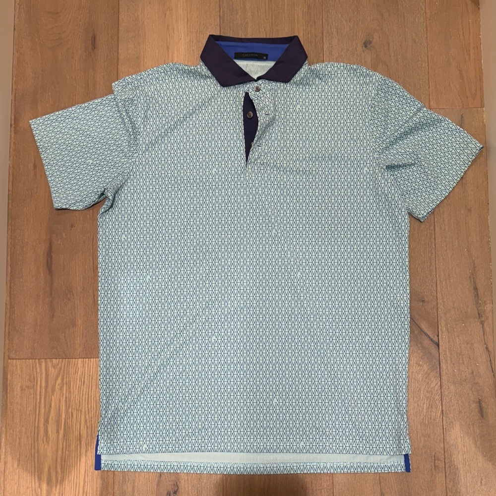 Greyson Men's Blue Patterned Polo Shirt